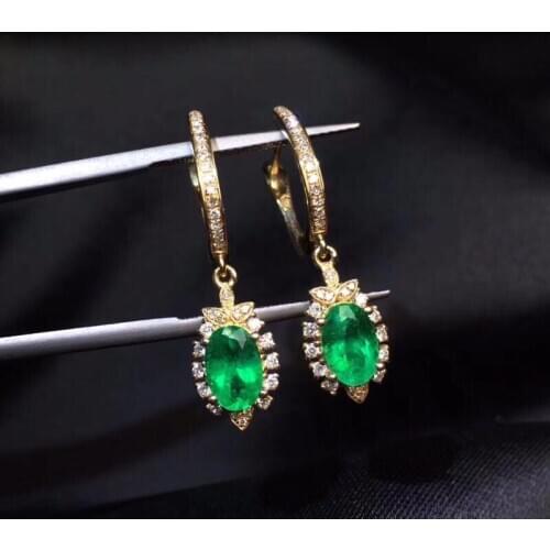 SHILOVEM 925 sterling silver real Natural Emerald stud earrings classic fine Jewelry women wedding wholesale gift jce0305662agml