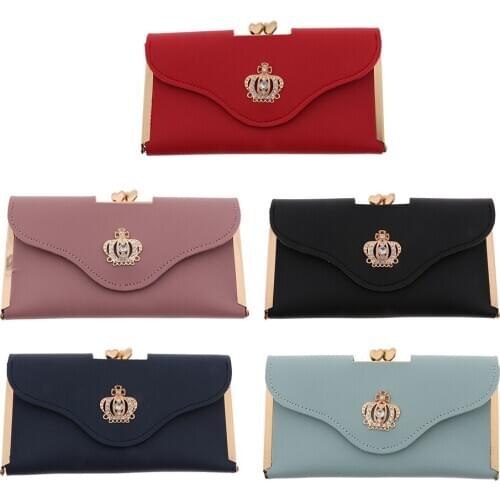 Diamante Crown Womens Wallet, Wedding Party Prom Button Evening Clutch Purse, Button Design Handbag