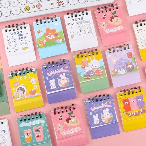 2022 kawaii Cartoons Bear Desktop Paper ins mini Desk calendar dual Daily Scheduler Table Planner Yearly Agenda Organiz