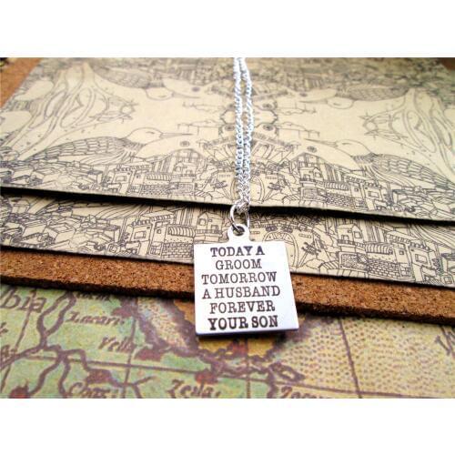 3pcs/lot Fashion stainless steel necklace "today a groom tomorrow a husband,forever your son" necklace more style for choosing
