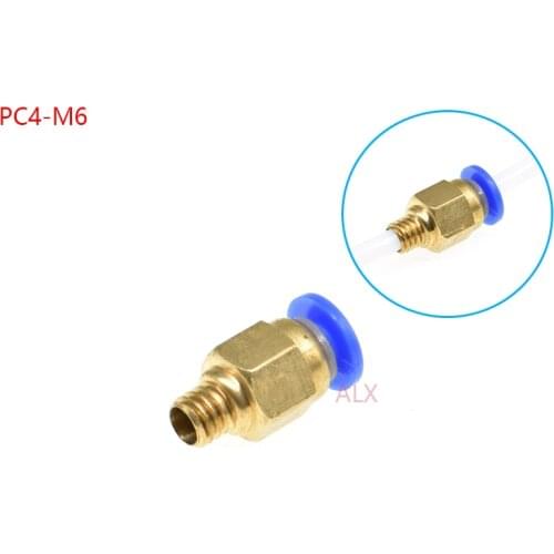5pcs PC4-M6 PC4 M6 Brass Quick Straight Push In Pneumatic Fitting To Connector for 3d printer parts MK8 OD 4mm 2mm Tube Filament