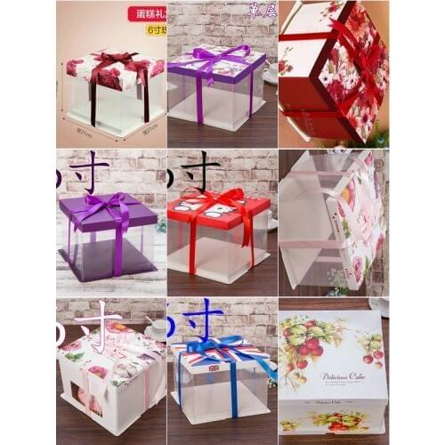 6-8-10 inch birthday Cheese cake box gift /snack / Portable boxes with nets