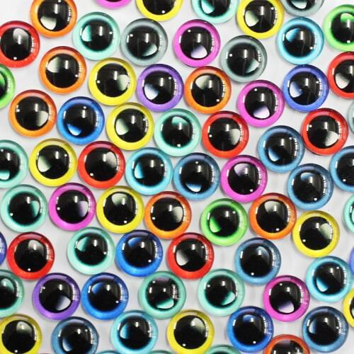 6mm Random Mixed Dragon Eyes Round Glass Cabochon Flatback Photo Cabochons for Charm Base Accessories by pair 50pcs/lot K06171