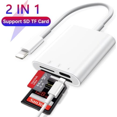 3 in 1 Adapter Suitable for Apple Mobile Phone Charger Cable Otg to Dual Tf Sd Card Reader 3.0 High-speed Reading Convertor