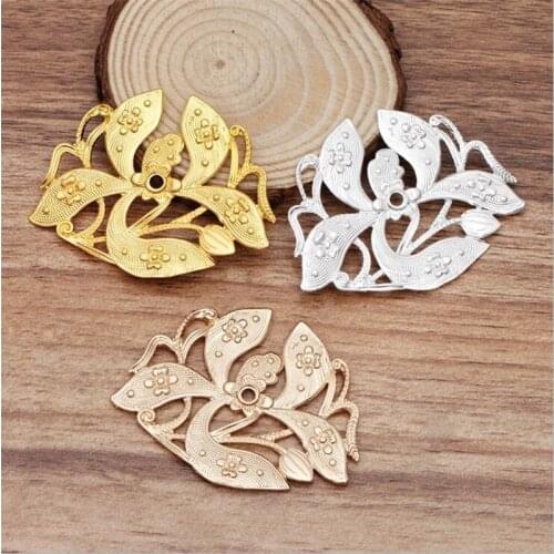 SIXTY TOWFISH 3 Pieces DIY Jewelry Accessories 45*57mm Alloy Ancient Retro Style Materials Flower Charms