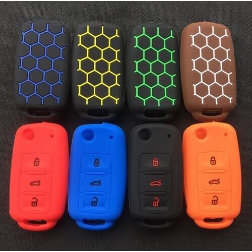 Silica Gel Car Key Case Cover for VW Tiguan Golf Sagitar Polo MK6 Passat B5 B6 Sharan Seat Leon Toledo Altea Skoda fob 3 button