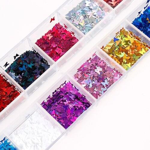 12 Colors DIY Nail Paillettes Flakes Nails Kits Art Supplies Decals Glitter