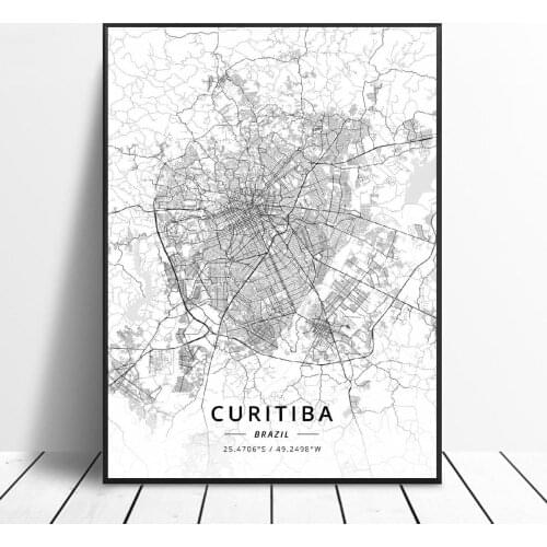 Belem Boa Vista Curitiba Brasilia Fortaleza Belo Horizonte Fortaleza Canvas Art Map Poster for living room home decor frame