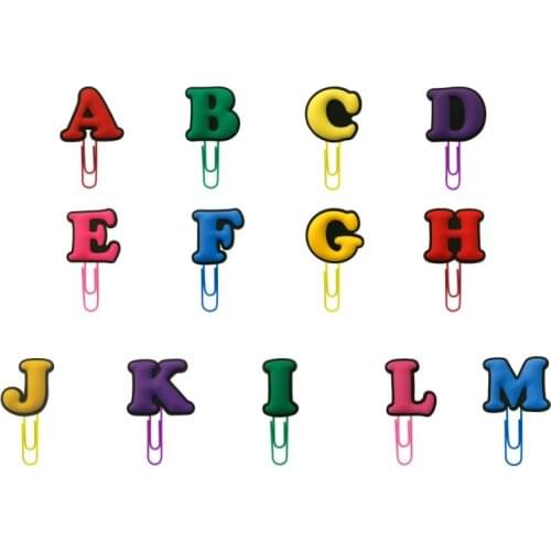 1pcs Capital Letter Bookmarks for Books Colorful Alphabet Book Mark A to M Paper Clips for School Teacher Office Kids Best Gift