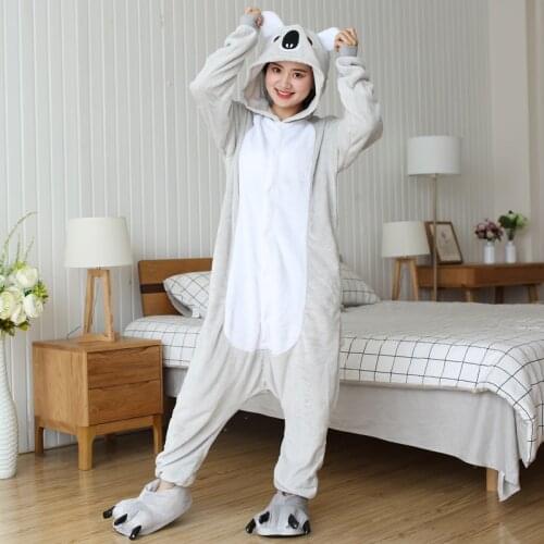 Koala Onesies Unisex Winter Unicorn Panda Stitch Onesies Women Men Nightwear Anime Cosplay Costumes Adults Sleepwear