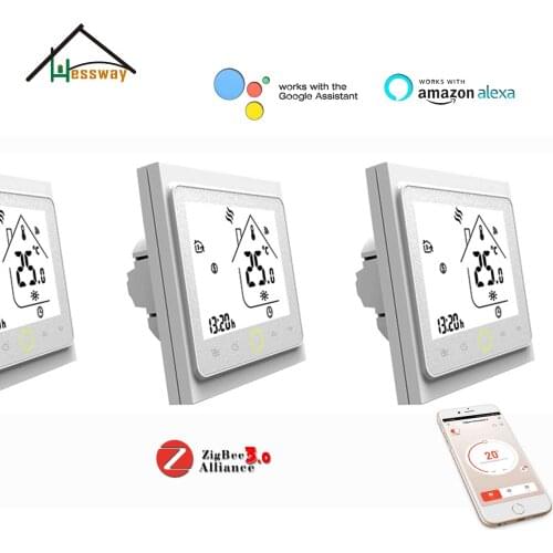 HESSWAY Water/Electric /Gas Floor Heating Controller Smart Thermostat WIFI for Residential HVAC System by TUYA Zigbee Gateway