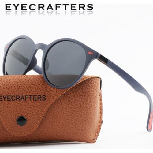 Eyecrafters Driving Mirrored Round Retro Sunglasses Eyewear Fashion Vintage Mens Womens Polarized Sunglasses UV400 Fashion TR90