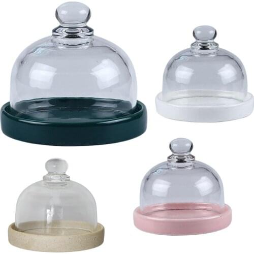 Round Cake Container Desserts Mousse Cake Tray With Glass Cover Lid Multi-purpose Mini Dessert Plate Cupcake Holder Storage Box