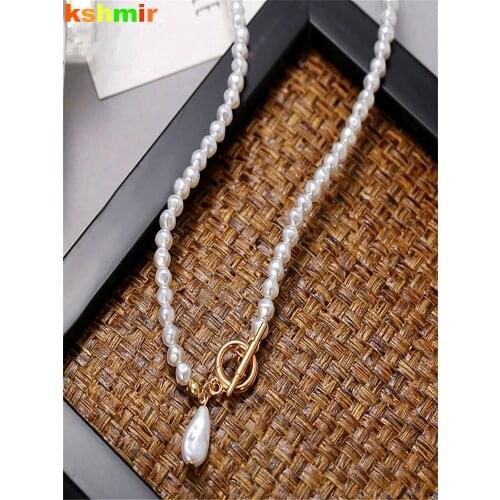 Kshmir retro wedding irregular baroque pearl necklace for women vintage toggle clasp choker necklaces 2021 new jewelry