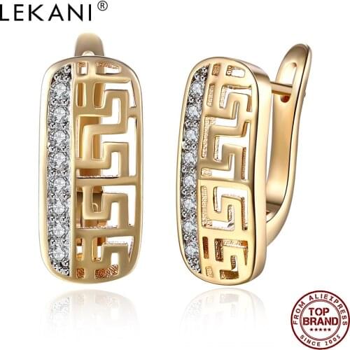 LEKANI 2021Clip Earrings For Women The New Listing Zirconium Oxide Exaggerated Geometry Pierced Earrings Lady Jewelry Hot Sale