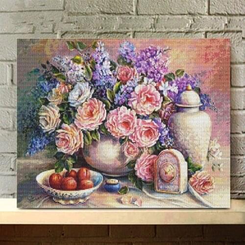 Flowers Fashion 5D Diy Diamond Painting Flowers Diamond Embroidery Craft Cross Stitch Wall Christmas Decor Painting