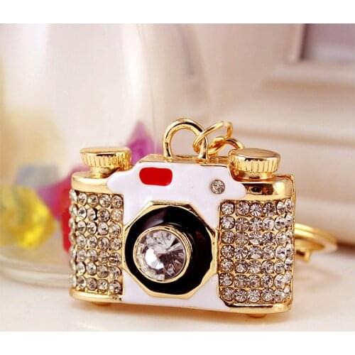 Fashion female bag pendant camera shape key chain craft small gift gift metal crystal pendant key chain