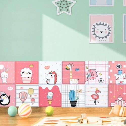 Cartoon Anti-Collision Wall Stickers For Kids Rooms 3D Soft Wall Decoration Kindergarten Self Adhesive Home Wall Decor sticker