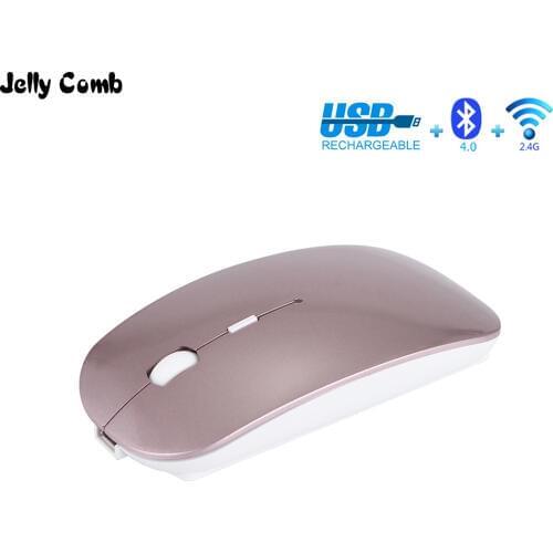 Jelly Comb Rechargeable 4.0 Bluetooth Mouse Wireless 2.4Ghz Mouse for Laptop Notebook Android IOS Slient Click Ultra Slim Mice