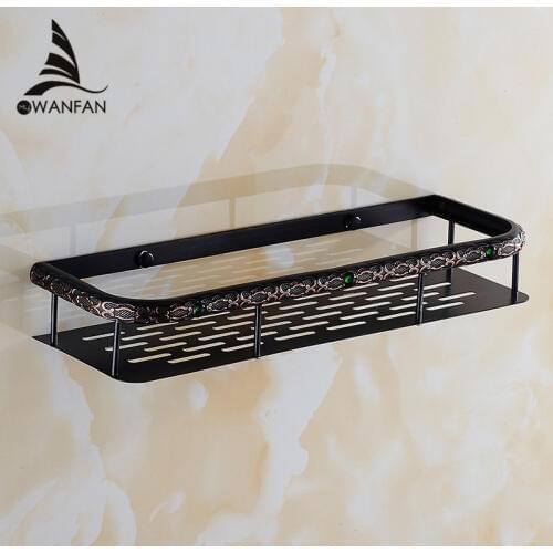 VidricShelves Wall Brass Kitchen Rectangle Shelf Shower Caddy Storage Single Tier Shampoo Basket Holder Accessories FE-8623