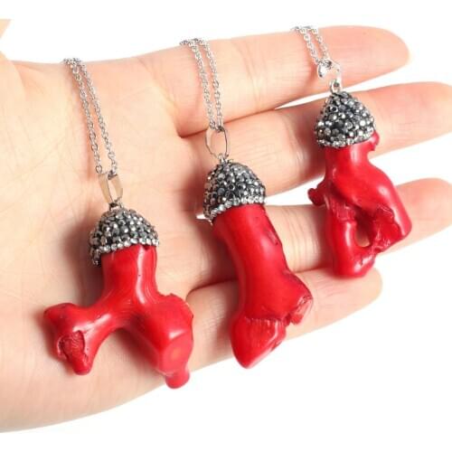 New Natural Stone Coral Pendants Irregular Charms Necklace Jewelry for Womens Gifts Necklaces Accessories 1Pc