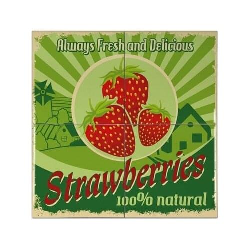 Piastrella Arredamento Cucina Fragola Ceramica Stampato Tin Signs Decorated with Posters on the Walls of Restaurants and Bars