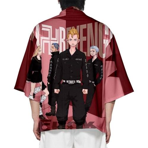 Anime Tokyo Revengers 3D Printing Spring and Summer Jacket Middle Sleeves Flower Cardigan Martial Arts Kimono Unisex