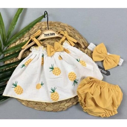 Baby girl Pineapple Printed Dress White 5671