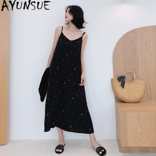AYUNSUE Woman Black Dress 2021 Sexy V Neck Sleeveless Party Club Dresses Women Clothing Korean Midi Vestidos De Mujer Casual