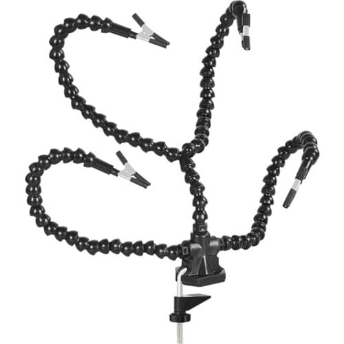Helping Hands Soldering Third Hand PCB Tool 3 Flexable Arms Rotatable Clips and Stable Desk Clamp Base Soldering Assembly