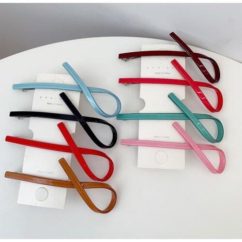 Acrylic Green Red Pink Black Coffee Wine Red Rose Red Blue Simple Cross Barrettes Hair Clips & Pins Headwear for Women & Kids