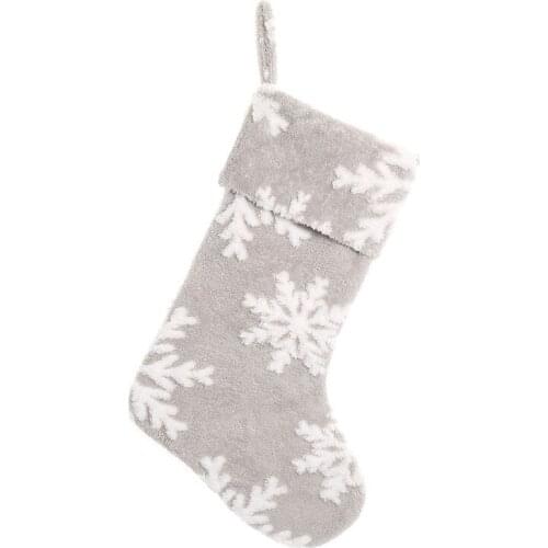 Christmas Stocking Snowflake Pattern Candy Sock Gift Bag Xmas Tree Hanging Decor Bag For Christmas Decoration