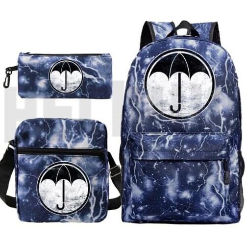 Plecak Sac A Dos Anime The Umbrella Academy Backpack Men Black Zipper Bag Pack Shoulder Bookbag Pencil Bag 3 PCS/set Mochila