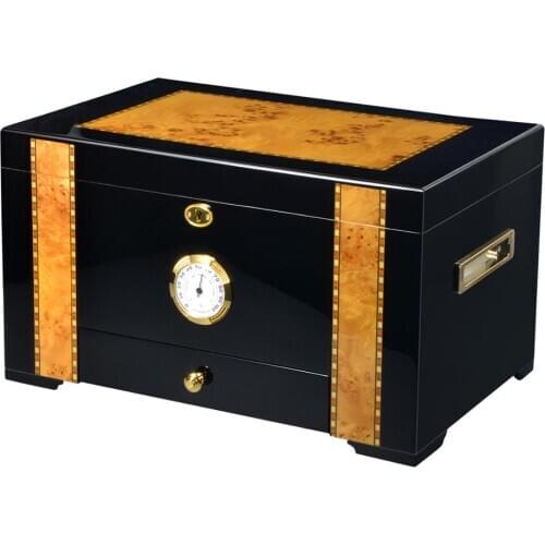 Cigar Cabinet with Humidifier and Hygrometer Luxury Humidor for Club Desktop Double Layer Cigar Box
