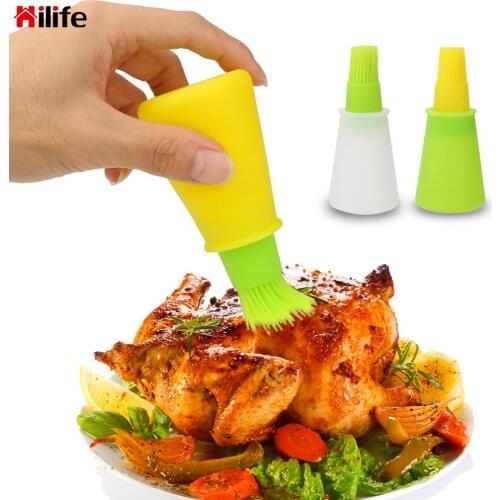 Silicone Oil Bottle with Brush BBQ Tools for Barbecue Cooking Baking Pancake Storage Bottles Kitchen Accessories