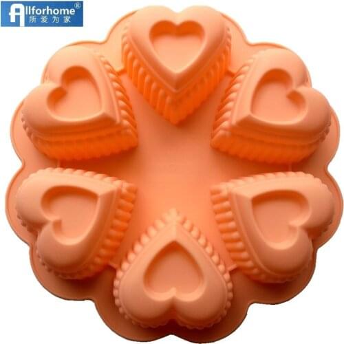6 Cavity Flower Heart Shape 3d Silicone Cake Baking Tray Cake Pan Muffin Cups Soap Mold Chocolate Dessert DIY Mould Baking Tool