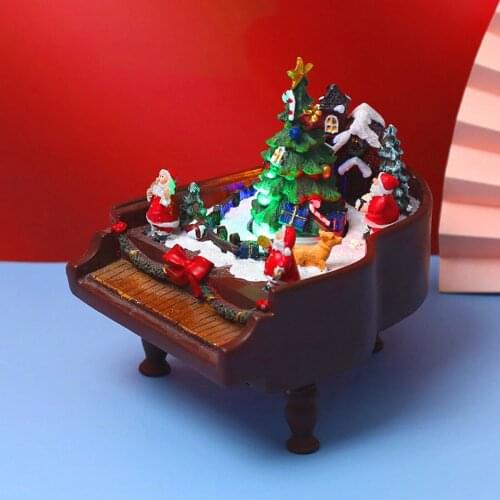 Snow Scene Christmas Vintage Piano Music Box Home Desktop Decor Ornament Girlfriend Wedding Gift Collection