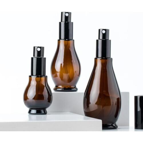 50/100ML Glass Spray Bottle Dark Brown Protect From Light Lotion Essential Dropper Oil Bottles Cosmetic Perfume Sample Container