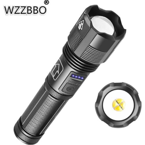 Super Bright 4 Core XHP50 P70 Flashlight Zoom Power Display USB Rechargeable Flashlight