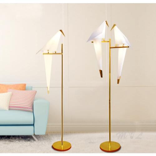 Led Bird Paper Floor Lamp Home Deco Modern Gold Standing Lamp Bedroom Living Room Origami Floor Light Study Reading Beside Lamp