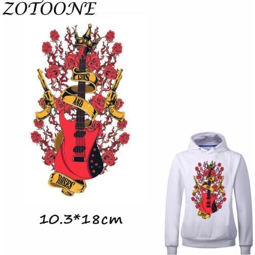 ZOTOONE Iron on Patches for Clothes Heat Transfer Guns Guitar Rose Patch A-level T Shirt Stickers for DIY Accessory Applique C