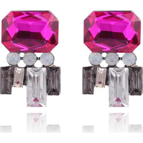 TODOX New Personality Fashion Jewelry stud Earrings For Women Retro Geometric colorful Acrylic Crystal Female Elegant hot sale