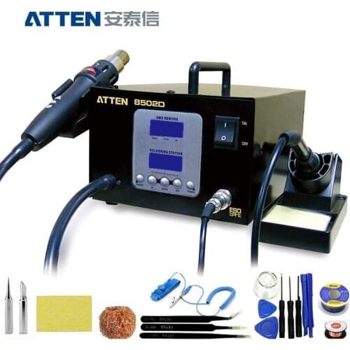 ATTEN AT8502D 220V Lead Free Soldering Station SMD Rework Station ATTEN 8502D Advanced Hot Air Soldering Station