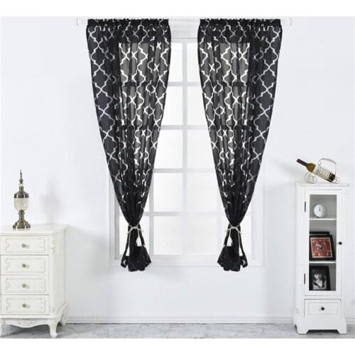 Lantern Cut Flower Print Curtain Drapes Multiple Color Options White Black Grey Brown Bedroom Living Room Half Blackout Curtain