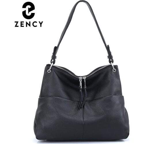 Zency Soft First Layer Cowhide Leather Handbag Large Capacity Classic Fashion Shoulder Bags Multi-function Female Crossbody Bag