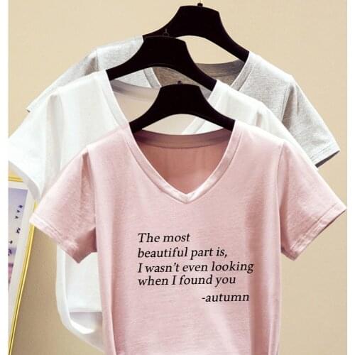 Aesthetic Korean Clothes Womens Basic V-Neck Short Sleeve T-Shirt Plain Stretch Cotton Fitted Summer T-Shirt Gifts for Ladies