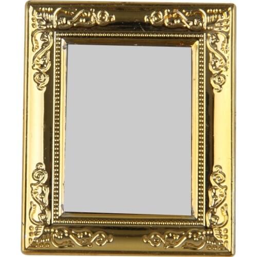 1/12 Dollhouse Golden Frame Accessories Furniture Miniature Mirror Mural Wall Painting Room Items Dollhouse Mirror