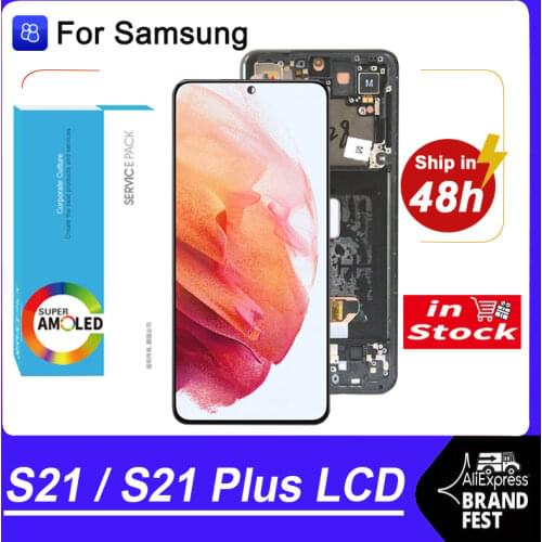 100% Original AMOLED Display For Samsung Galaxy S21 G991 G990F/DS Full LCD Touch Screen S21 Plus G996 G9960 G996F Repair Parts