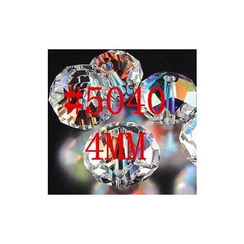 100Pcs/Lot 4mm 5040 AAA Top Quality Mixed Faceted Glass Crystal Rondelle Spacer Beads For Jewelry Making Free Shipping #219-236