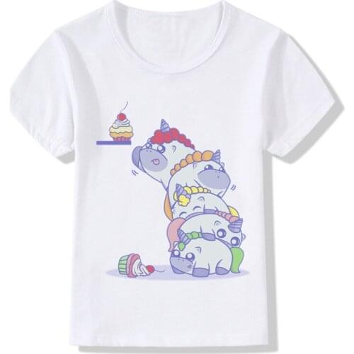 2019 Cute Chubby Unicorns Print Children Funny T-shirt Summer Tops Baby Boys/Girls T shirt Kids Casual Clothes,ooo2252